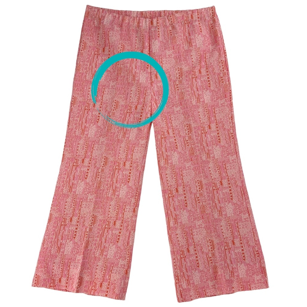 Vintage Cropped Length Pink and Orange Textured Capris Pants - Picture 10 of 12
